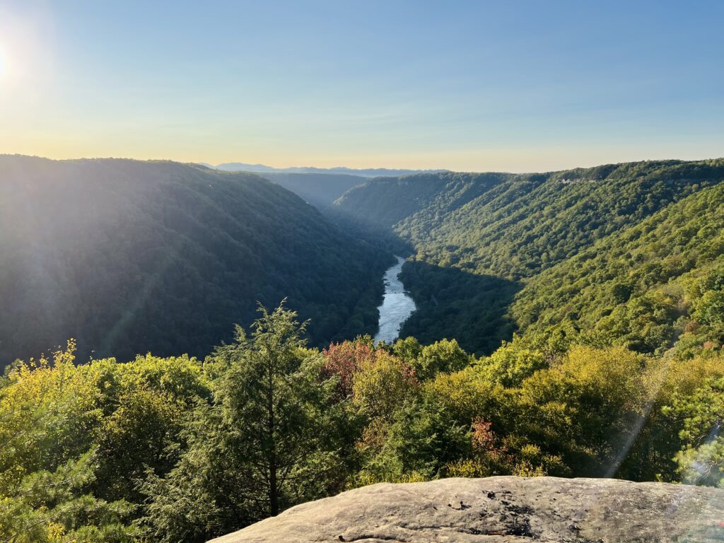 Sunset above New River Gorge in New River Gorge National Park in October