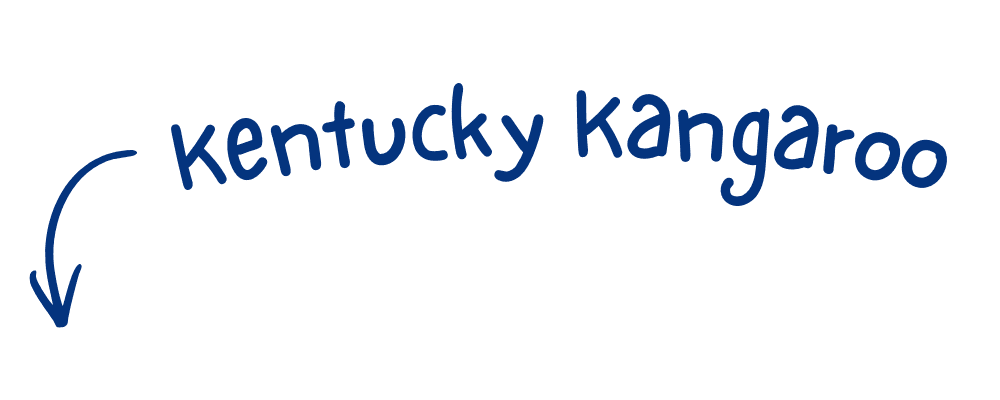 arrow pointing down with text "Kentucky kangaroo"